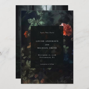 Save The Date Dark Romantic Moody Floral Mariage Photo