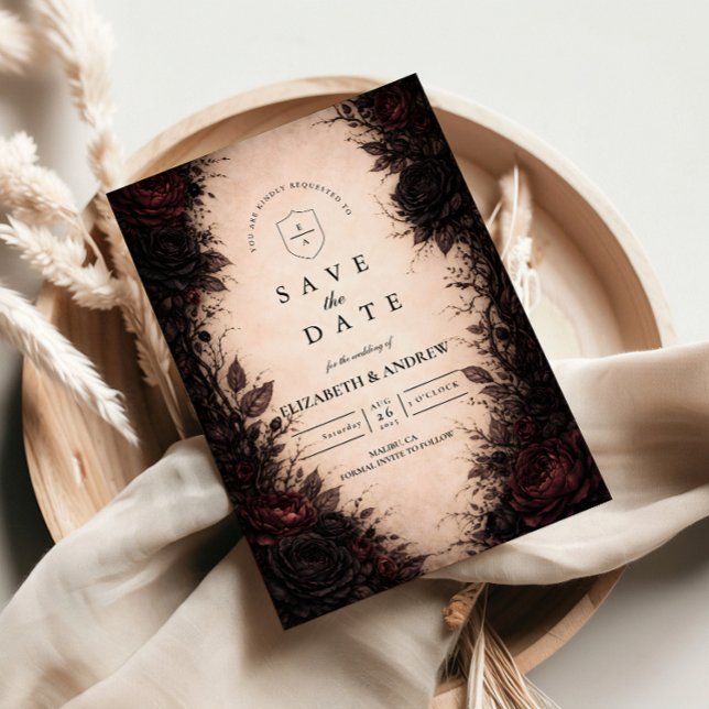 Save The Date Dark Rose Gothic Wedding (Créateur téléchargé)