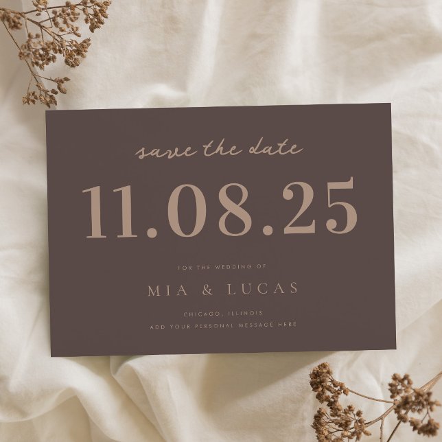 Save The Date Date Brown  de Mariage minimal non photo (Créateur téléchargé)