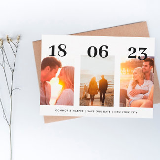 Save The Date DATE LIBRE Moderne Trois Photo CODE QR Enregistrer