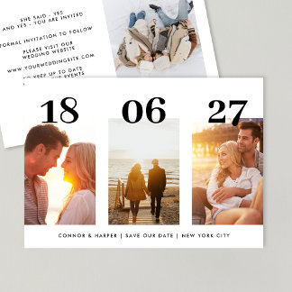 Save The Date Date LIVRE Moderne Trois Photo Enregistrer La Date