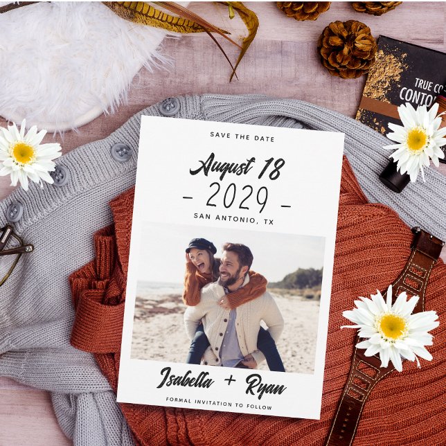 Save The Date Date Manuscrite & Photo de Mariage Personnalisée (Créateur téléchargé)
