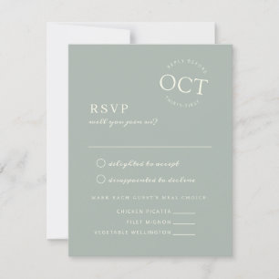 Save The Date Date moderne Sage de phoque Vert Mariage RSVP