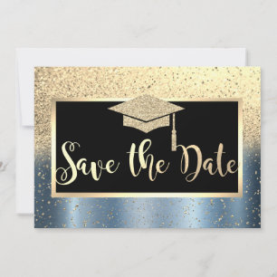 Save The Date de remise des diplômes bleu et paill
