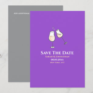Save The Date De simples verres à champagne trinquent violet uni