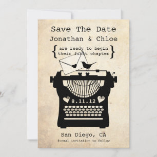 Save The Date Déclaration romantique vintage à la machine à écri