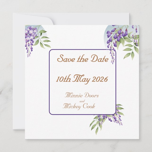 Save The Date décoration de fleurs de glycine (Devant)