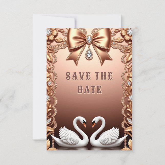 Save The Date 💍 Décoration de mariage Cygnes Blancs 💍 (Devant)