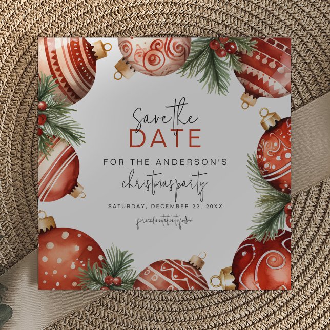 Save The Date Décoration de Noël arbre Rouge & Or Fête (Créateur téléchargé)