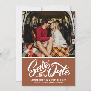 Save The Date Découpage photo en terre cuite en blanc