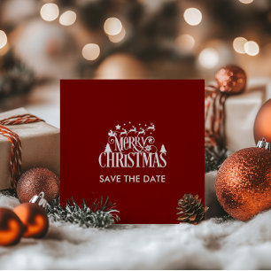 Save The Date Deep Red Christmas Brunch Party