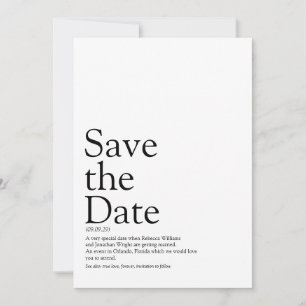 Save The Date  Définition amusante de mise en garde en noir et b