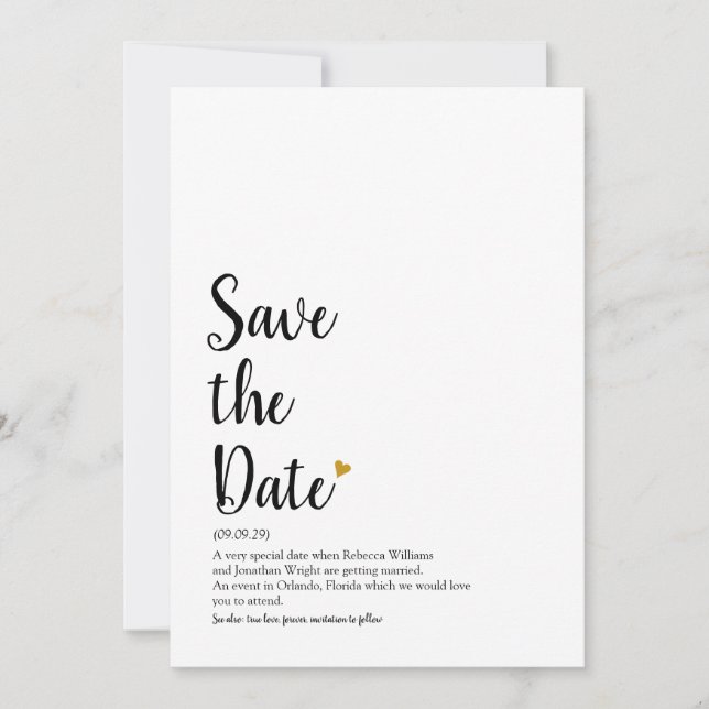 Save The Date Définition de faire part de sauvegarde de script C (Devant)