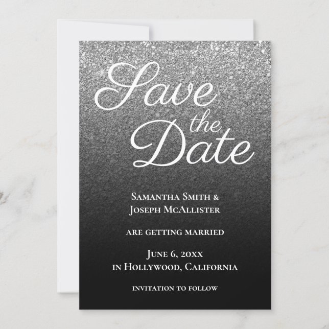 Save The Date Dégradé Moderne Gris Noir (Devant)