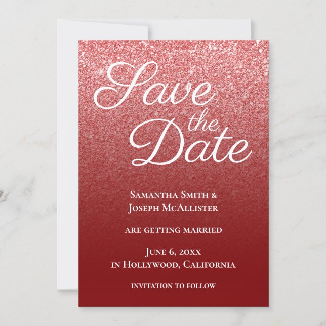 Save The Date Dégradé moderne rouge foncé (Devant)
