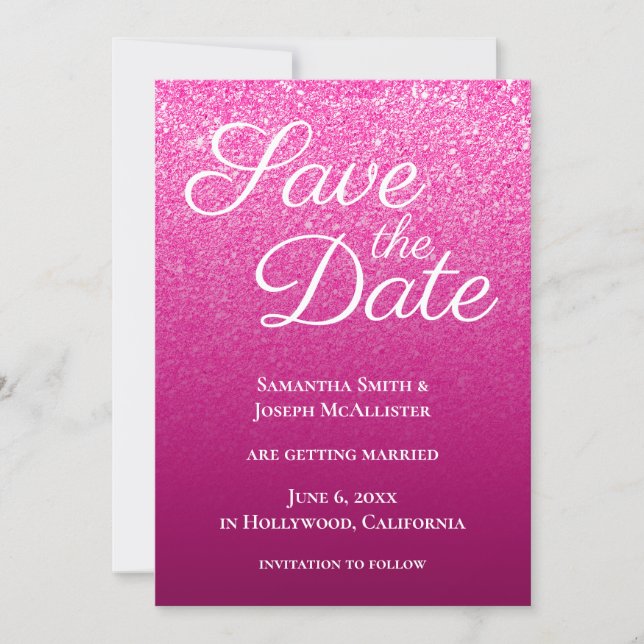 Save The Date Dégradé Moderne Vin Rose Chaud (Devant)