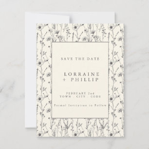 Save The Date Délicat fleurs sauvages sans couture motif mariage