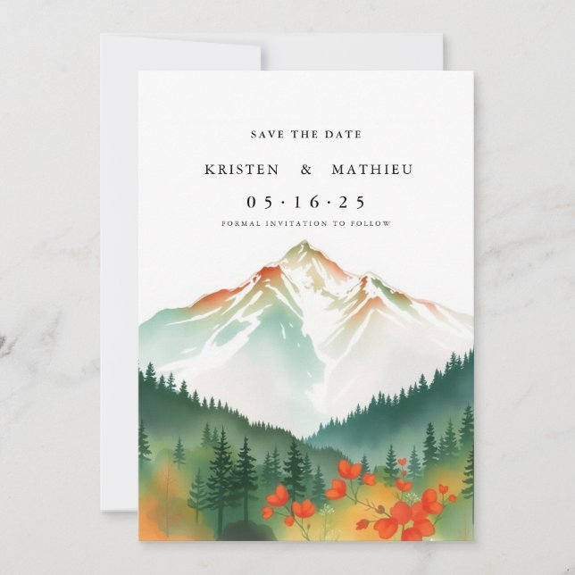 Save The Date Delicate Montagne modifiable (Devant)