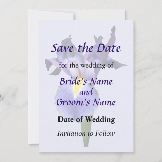 Save The Date Delicate Purple Iris Enregistrer la date (Devant)