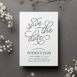 Save The Date Demande romantique | Typographie Enregistrer la ca<br><div class="desc">Simple et élégant, notre mariage Romantic Request enregistrer la carte de date caractéristiques "enregistrer la date" dans la typographie de script noir au charbon profond avec un coeur chic travaillé dans le design. Ajoutez les détails de votre mariage, y compris les noms, la date du mariage, l'emplacement et le site...</div>
