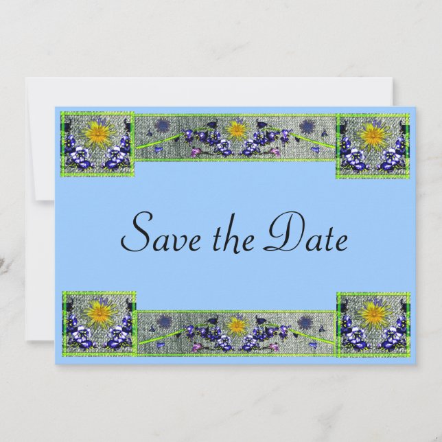 Save The Date Denim aux fleurs de printemps (Devant)