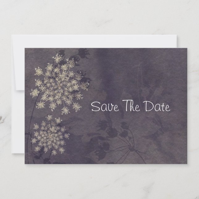 Save The Date Dentelle de la reine Anne violet Enregistrer la da (Devant)