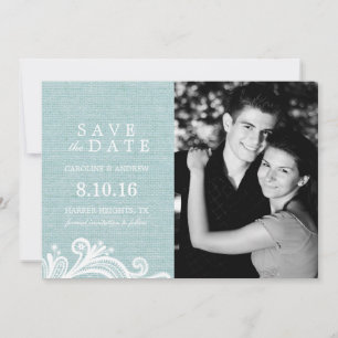 Save The Date Dentelle et Burlap Photo Enregistrer la date