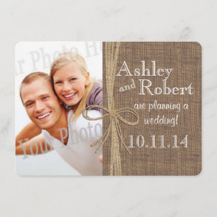 Save The Date Dentelle rustique et Twine photo Enregistrer la da