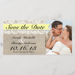 Save The Date Dentelle vintage & Burlap Look Enregistrer la date