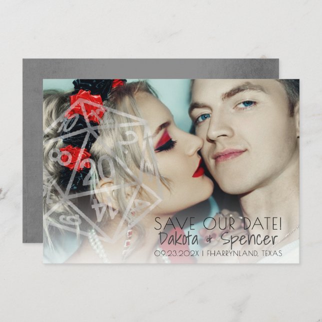 Save The Date Dés RPG | Imaginaire classique Tabletop Gamer Phot (Devant / Derrière)