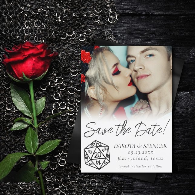 Save The Date Dés RPG | Retro Tabletop PnP Rôle Joueur Photo (Créateur téléchargé)