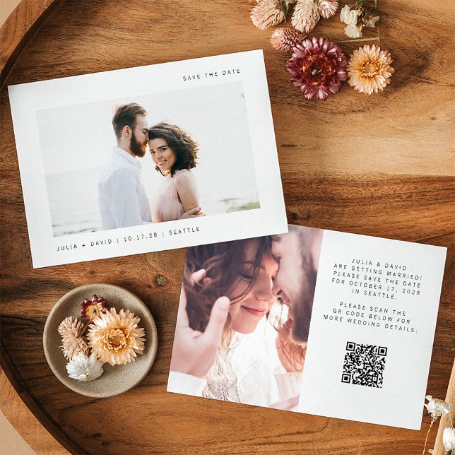 Save The Date Des souhaits simples | Code QR de deux Mariages ph (Créateur téléchargé)