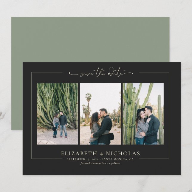 Save The Date Désert moderne de Boho | 3 Photo Enregistrer la da (Devant / Derrière)