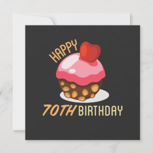 Save The Date Design de 70e anniversaire mignon avec gâteau au c