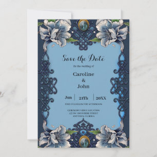 Save The Date Design élégant bleu celtique