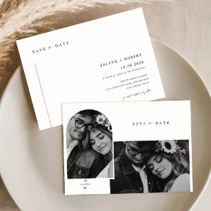 Save The Date Design Élégant Texte Photo Mariage Enregistrer La
