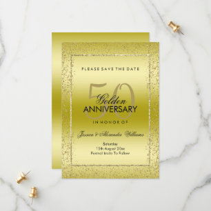 Save The Date Design Gold Confetti 50e Mariage