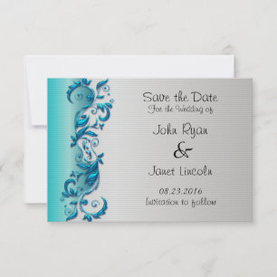 Save The Date Design Mariage élégant, turquoise et argenté