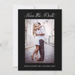 Save The Date Design moderne 2 Mariage photo Fiançailles noir