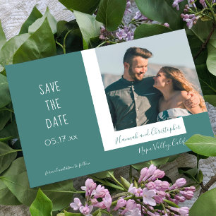 Save The Date Design Moderne Chic Turquoise Photo Simple Mariage