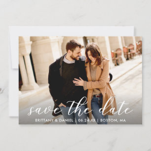 Save The Date Design moderne Script Couple Photo
