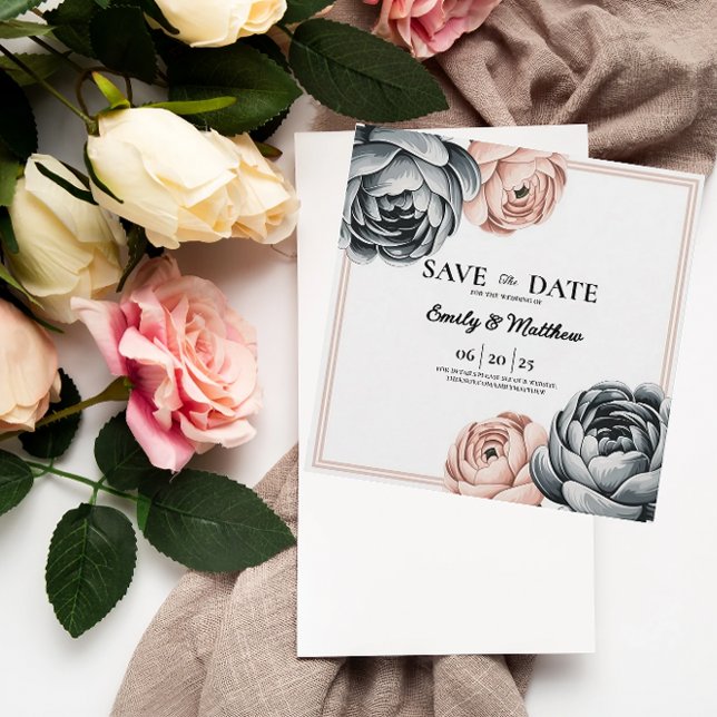 Save The Date Design Rose Dusty Moderne Enregistrer La Date (Créateur téléchargé)