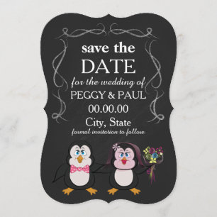 Save The Date dessin animé pingouin enregistrer la date
