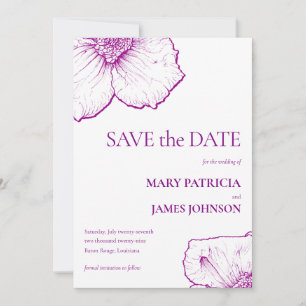 Save The Date Dessin Élégant Formel de Clematite Fleurie Violett