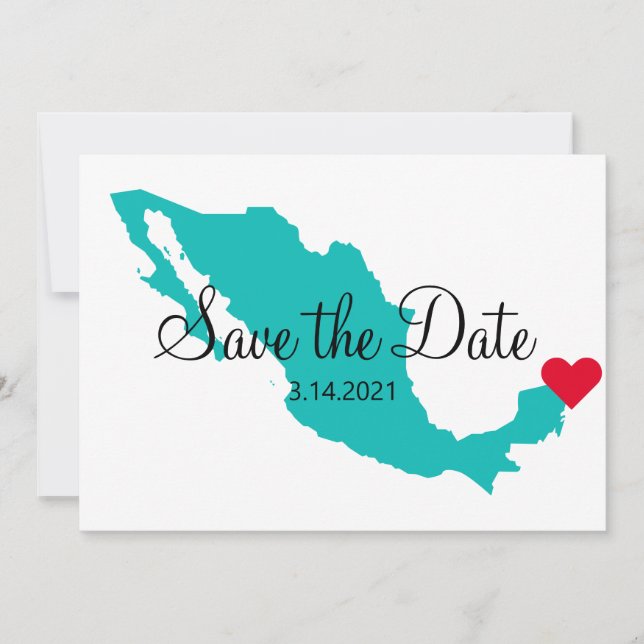 Save The Date Destination aquarelle turquoise sarcelle Mexique (Devant)