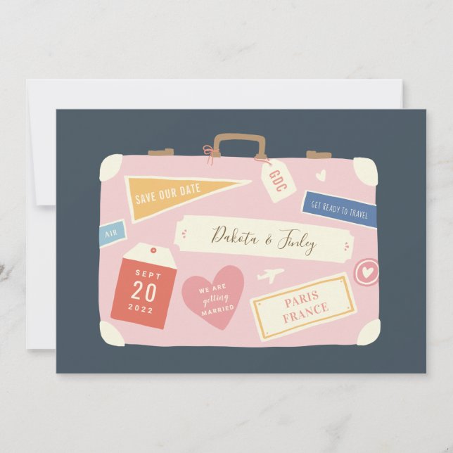 Save The Date Destination Bagages Enregistrez la Date (Devant)