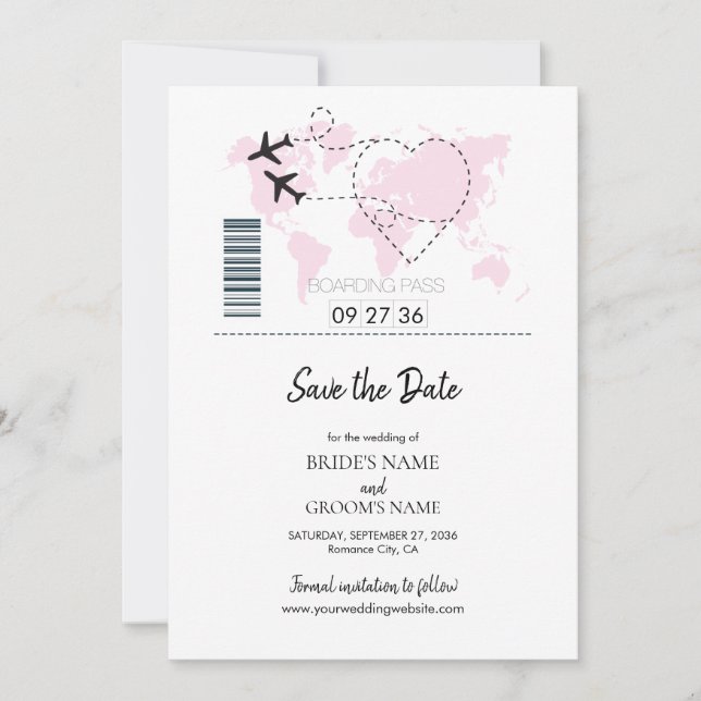Save The Date Destination Boarding Pass Wedding Enregistrer La D (Devant)
