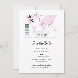Save The Date Destination Boarding Pass Wedding Enregistrer La D