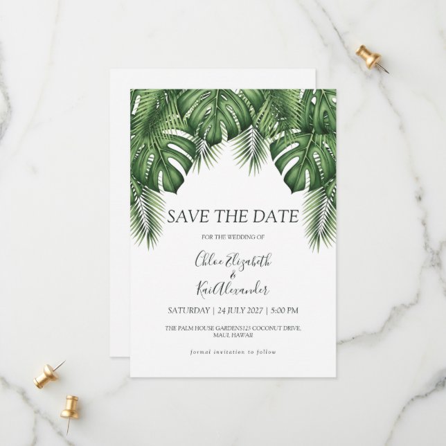 Save The Date Destination botanique luxuriante à Hawaii Enregist (Devant/Arrière en situation)