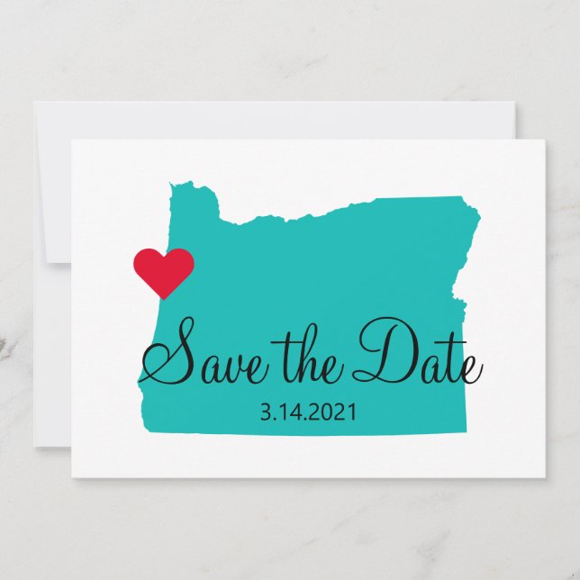 Save The Date Destination Côte d'Oregon aquarelle turquoise et s (Devant)